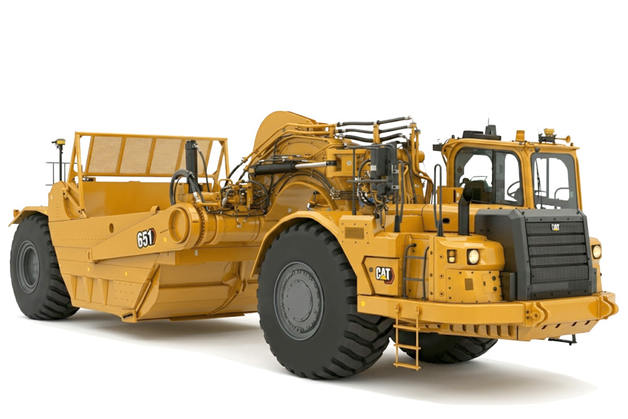 CAT 651 - мощный колёсный трактор-скрепер