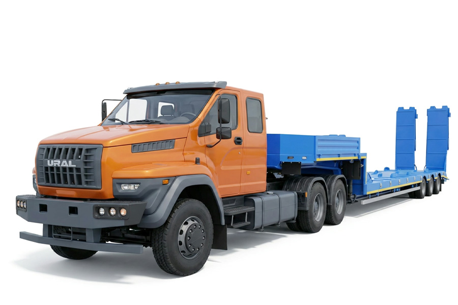 УРАЛ NEXT 6x4 седельный тягач с низкорамным полуприцепом УЗСТ 9177-024Н3